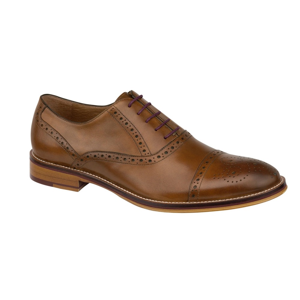 Johnston & Murphy Mens Wingtip Oxford Dress Shoes Leather Brown Size 8M